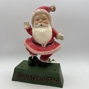 Vtg Plastic Christmas Dancing Santa Merry Christmas Centerpiece 11" Kitsch 70s
